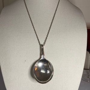 Long silver plated Spoon Necklace